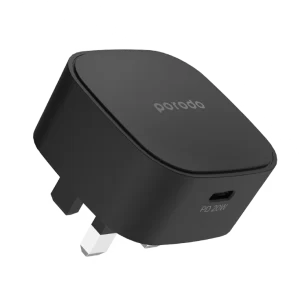 Porodo Super-Compact Fast Wall Charger PD 20W UK - Black  PD-FWCH004-BK