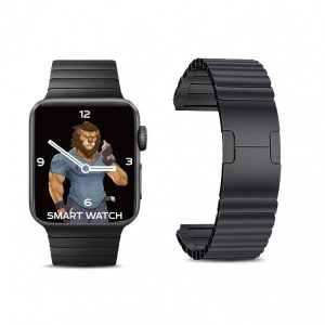 Green Acero Correa Link Bracelet for Apple Watch 42mm/44mm / 45mm- Black  GNLBW45BK