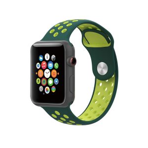 iGuard by Porodo Sport Silicone Watch Band for Apple Watch 44mm / 45mm - Ocean Blue/Yellow
