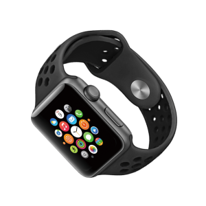 iGuard by Porodo Sport Silicone Watch Band for Apple Watch 44mm/45mm-Black &Gray